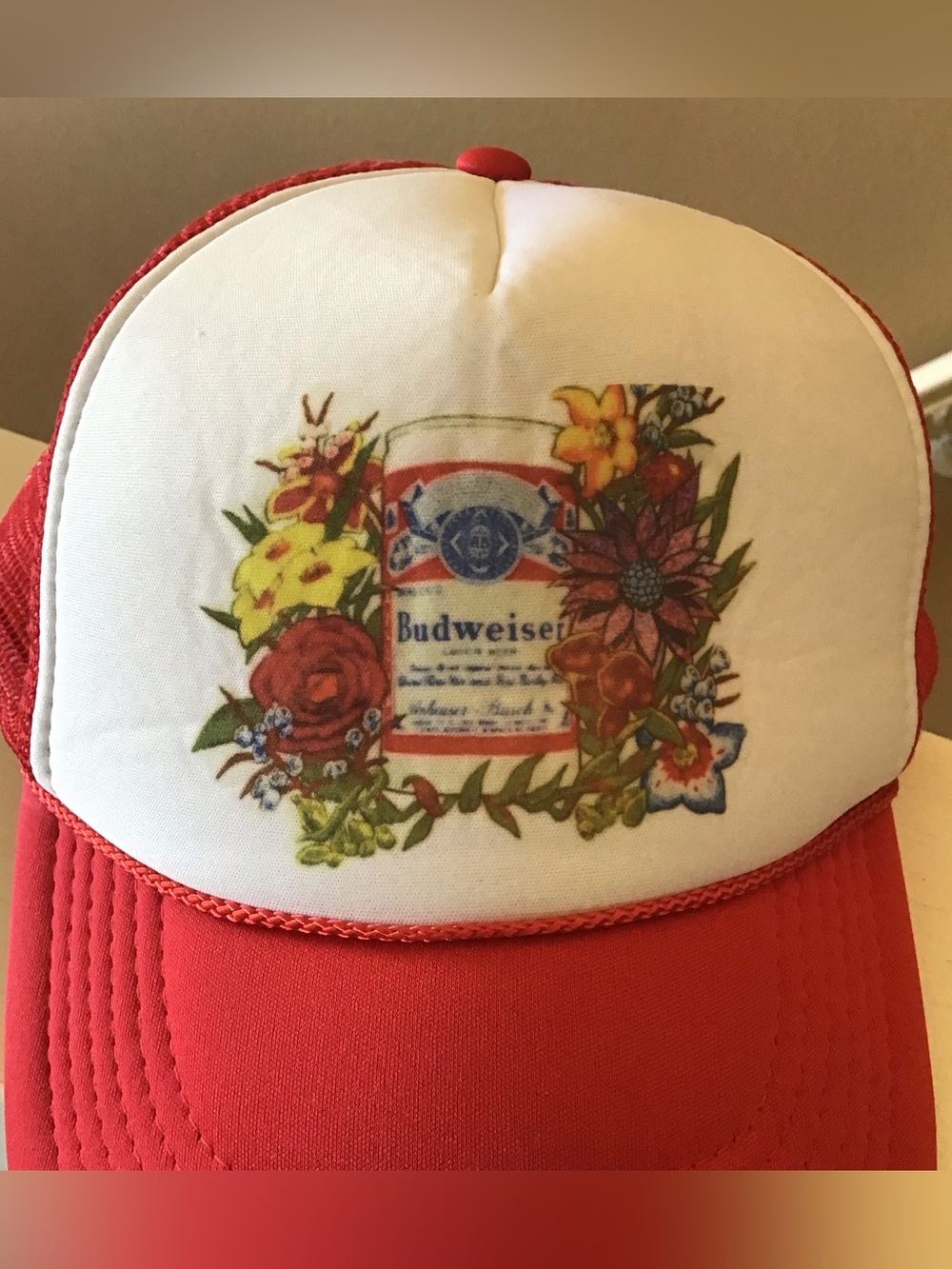 Vintage Budweiser Floral Mesh Trucker Hat